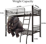 Bunk Bed Twin Over Twin, Metal Bed Frame, Twin Bunk Bed with Stairs and Safety Guardrail, No Box Spring Needed