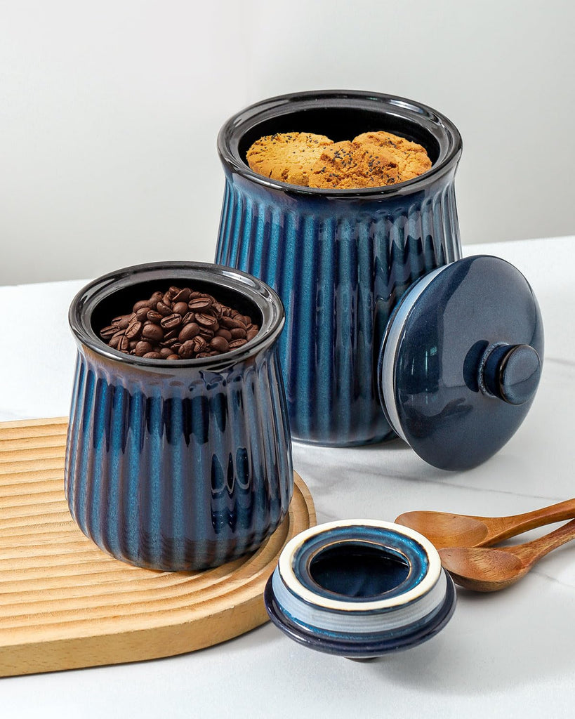 Ceramic Storage Containers, 35 oz Coffee Canister with Airtight Lids, Porcelain Food Storage Jar, Kitchen Storage