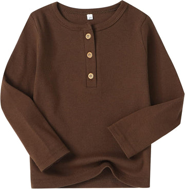 Toddler Boys Henley Shirts Long Sleeve Cotton Tshirt for Kids