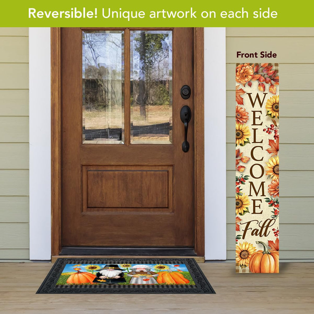 Fall Double Sided Reversible Pine Porch Leaner 47x9.5 Seasonal Celebration For Fall Porch Leaner