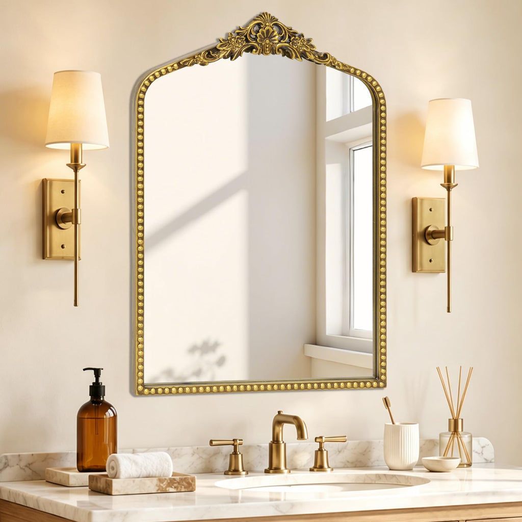Gold Baroque Mirror Antique 19x28 Inches