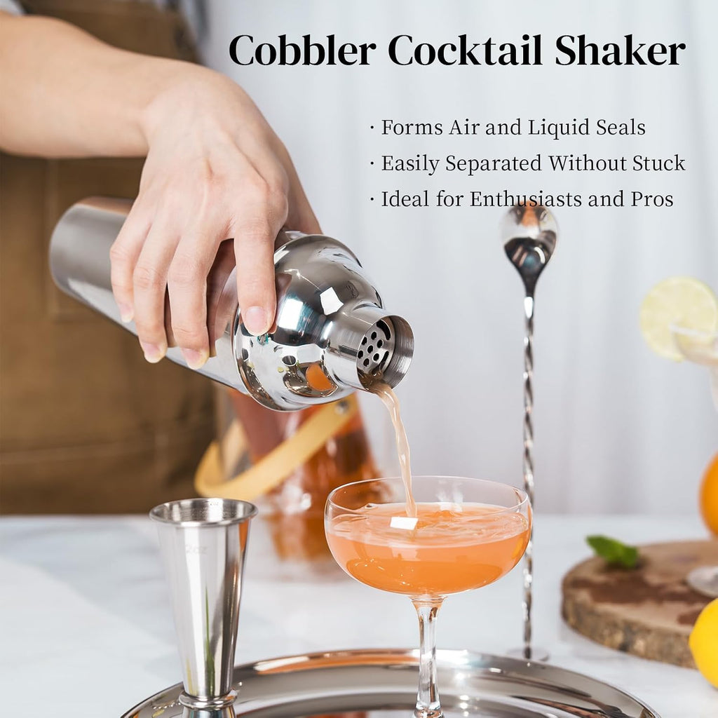 Bartender Kit with Stand, Cocktail Shaker Set for Enthusiasts and Beginners | Includes Martini Shaker - Set of 15
