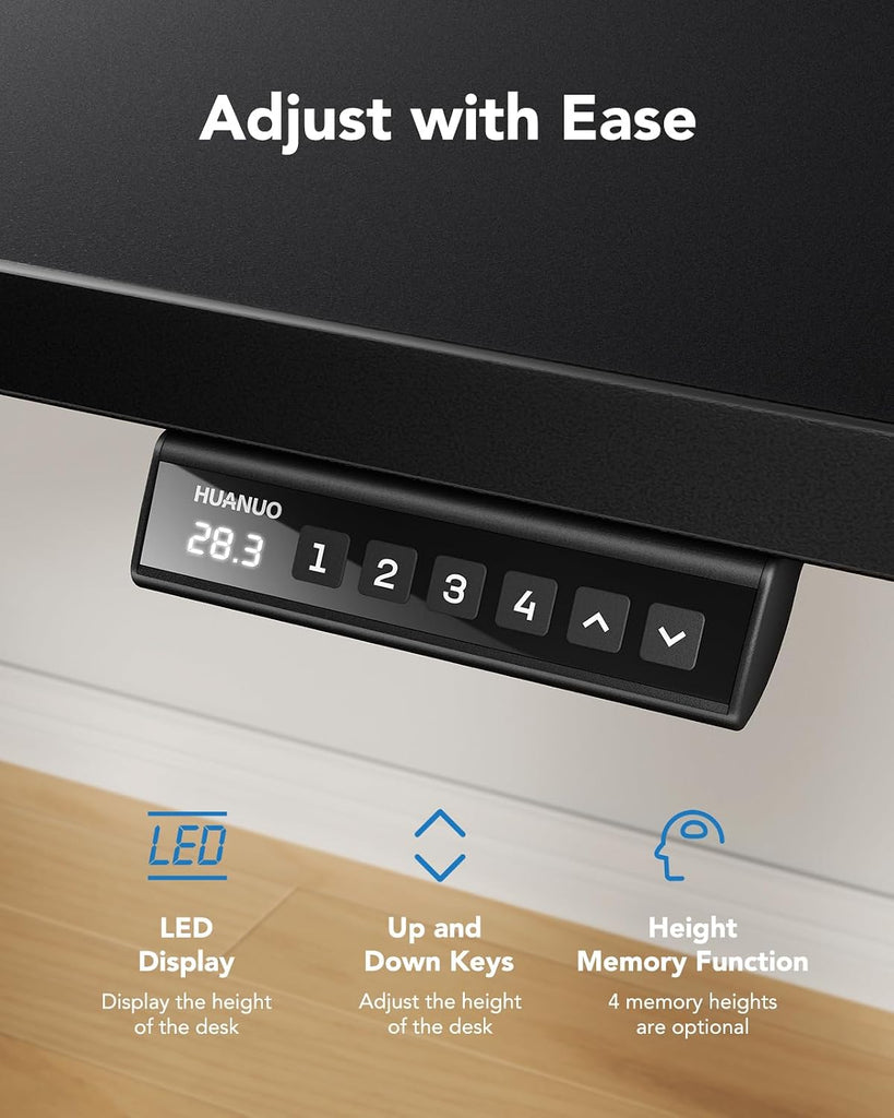 Electric Standing Desk, Whole Piece Desktop, Adjustable Height Computer Desk, 4 Height Memory Settings, Sit Stand Up