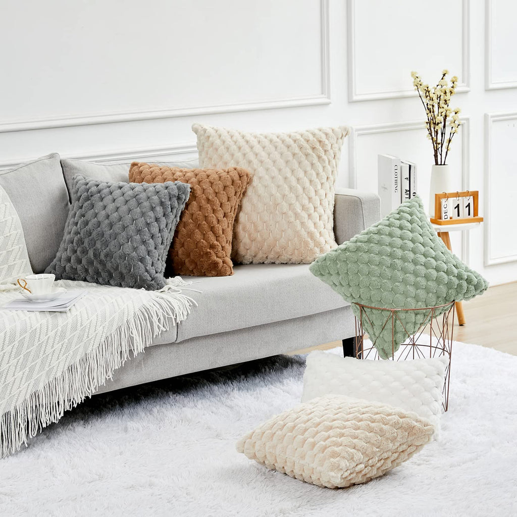 Pack of 2 Super Soft Cozy Decorative Throw Pillow Covers Fuzzy Plush Faux Fur Luxury Cushion Cover Pillowcase for
