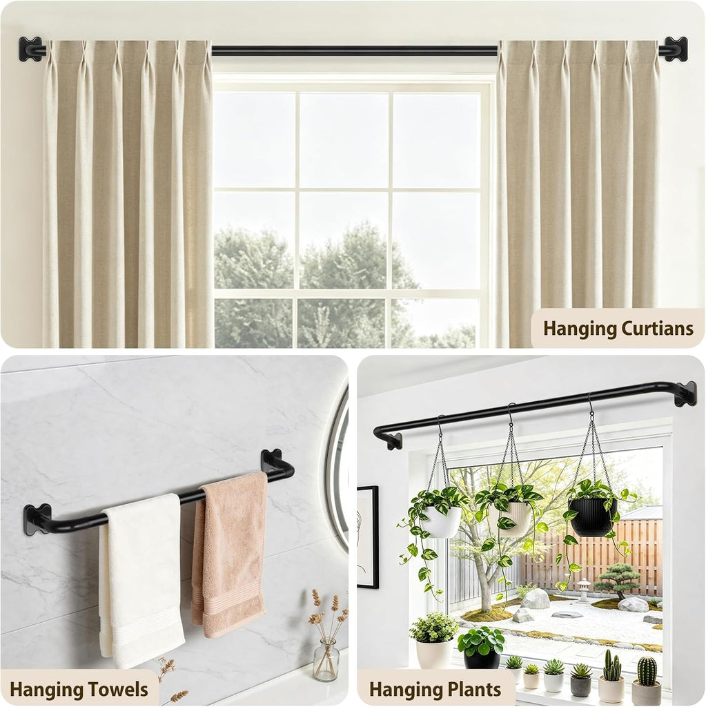 Black Wrap Around Curtain Rods 32 to 58, Blackout Curved Drapery Rod| 3/4 Inch Diameter, Room Darkening Design