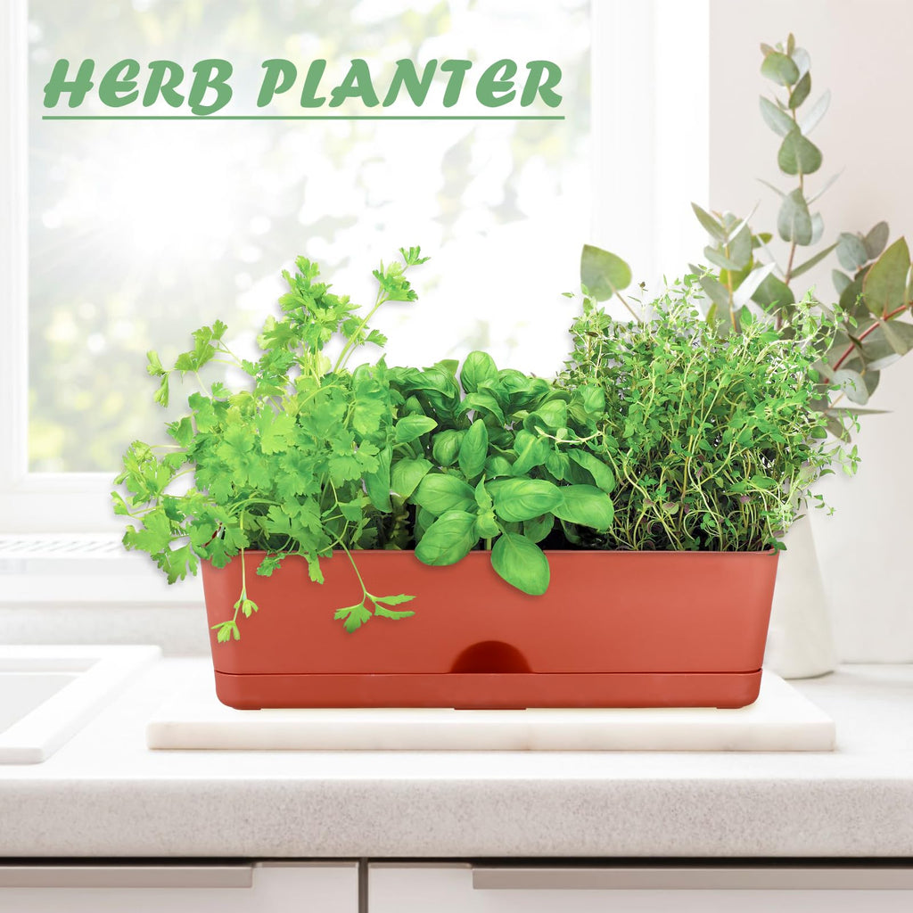 2-Pack Window Boxes Planters 16 Inch Rectangle Plant Box Rectangular Plant Pots for Outdoor and Indoor Plants Plastic