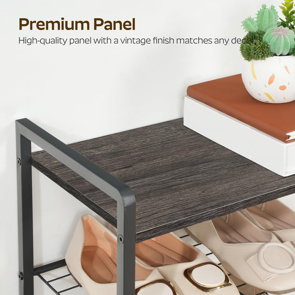 12-Tier Narrow Shoe Rack, Tall Shoe Rack for 12-24 Pairs, Slim Shoe Storage Organizer with Wooden Top, Space Saving