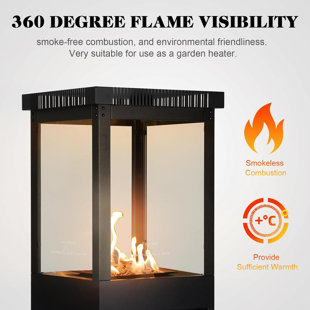 Outdoor Propane Heater: Standing Gas Heater With Glass Panel Lockable Wheels, 41,000 Outdoor Heating Burner Garden
