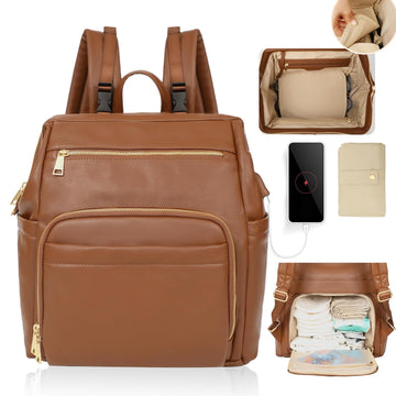 Diaper Bag Backpack Leather Large Baby Travel Bag Essentials