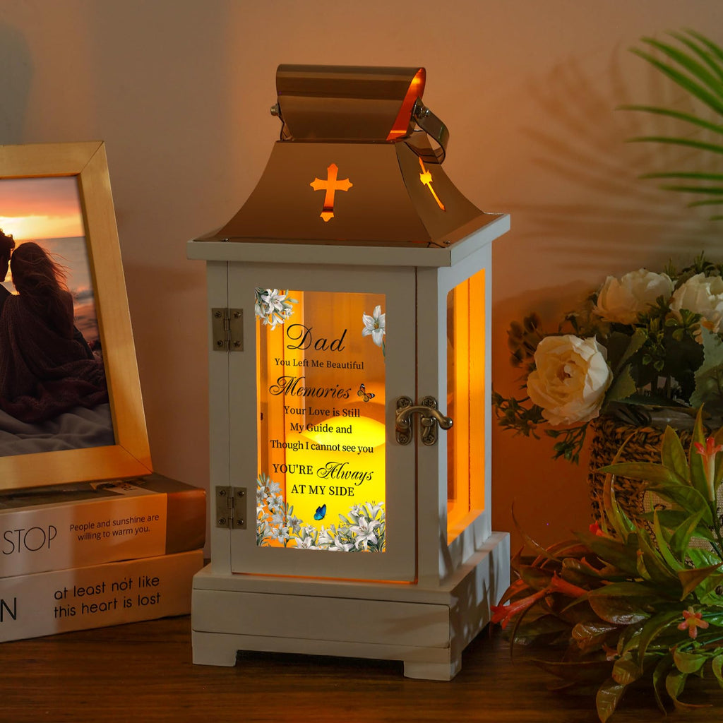 Memorial Gifts for Loss of Dad, Memorial Lantern with Drawer for Keepsakes, Loss of Father Sympathy Gift, Bereavement