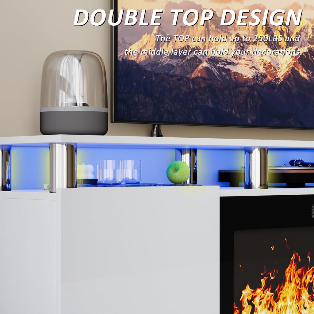 70" Fireplace TV Stand for TVs up to 80", White