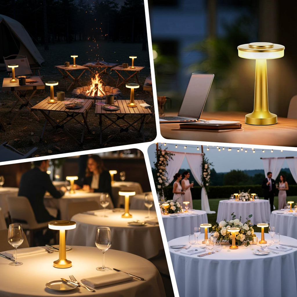 12 Pcs LED Cordless Table Lamp Bulk Rechargeable,Gold
