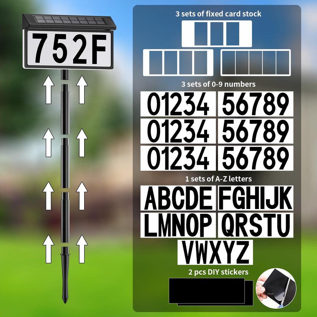 Solar Address Sign, Solar House Numbers for Outside Waterproof