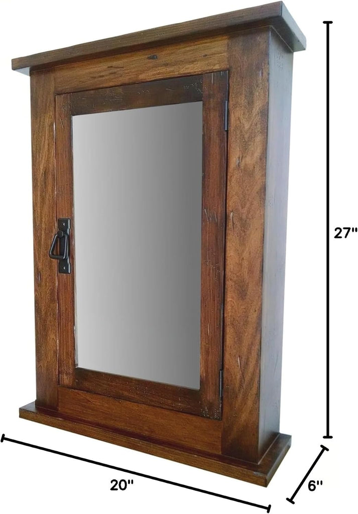 Dijkoo NUOTIRUIS Primitive Mission Medicine Cabinet/Surface Mount/Distressed Medium Finish/Solid Wood & Handmade C