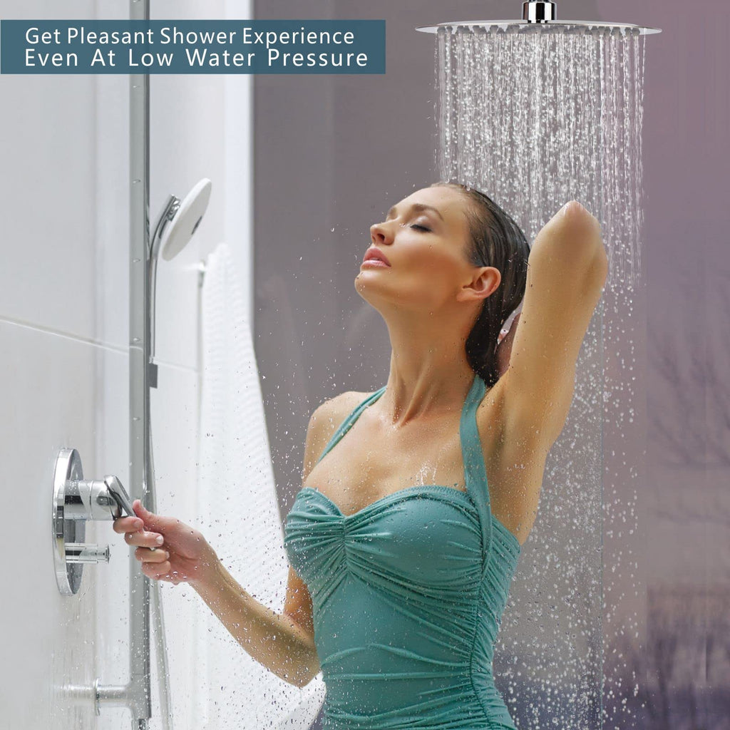 Rain Shower Head, High Flow Large Rainfall Showerhead Made of All Metal Stainless Steel, Waterfall Body Covering