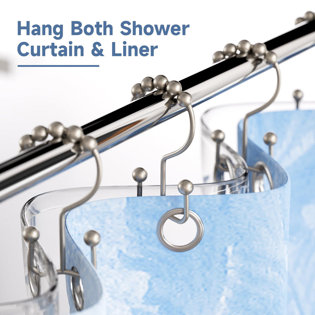 Shower Curtain Hooks Rings, Rust-Resistant Metal Double Glide Shower Hooks Shower Rods Curtains, Set of 12 Hooks