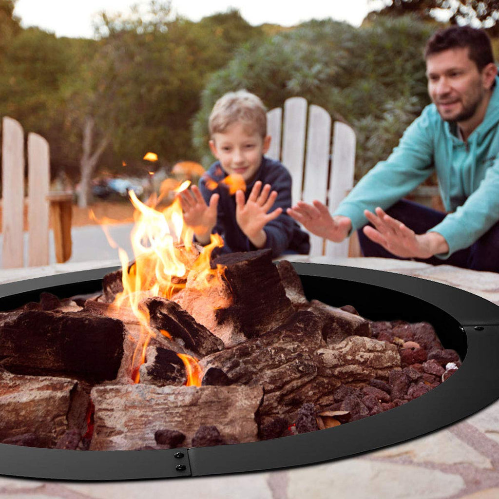 Fire Ring, Heavy Duty Steel DIY Fire Pit Rim, Above/In-Ground Fire Pit Liner Backyard Camping, 36 Inch Outer/30 Inch