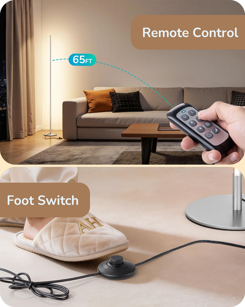 2 Pack 57.5" Corner Lamp with Remote, Stepless Dimmable & 7 CCT