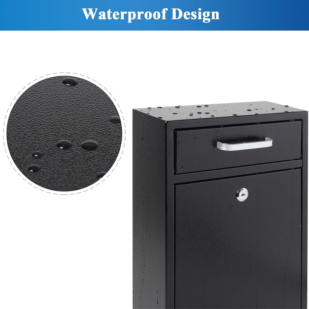 Locking Mailbox Mount Mailboxes Large, Security Drop Box with Lock, 16.2H x 11.22L x 4.72W Inches, Black XLarge
