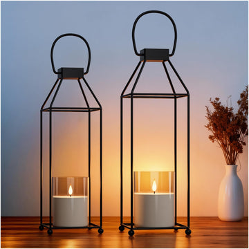 2 Pack Decorative Candle Lanterns, Modern LED Candle Lantern with AAA Battery, 1.5V, for Indoor & Outdoor Decor