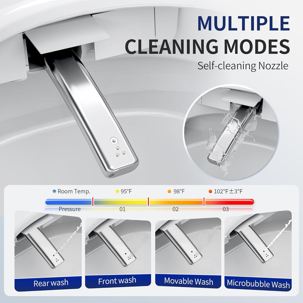 Luxury Smart Toilet with Bidet Built in Bubble Wash, Auto Open/Close Lid Water Filter Instant Heated Seat Dryer