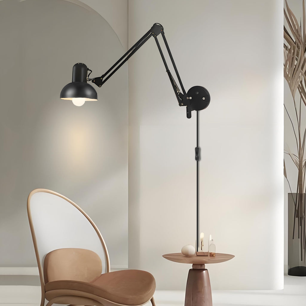 Black Industrial Swing Arm Wall Light Nordic Adjustable Long Arm Wall Sconces Lamp Metal Double-arms Folding