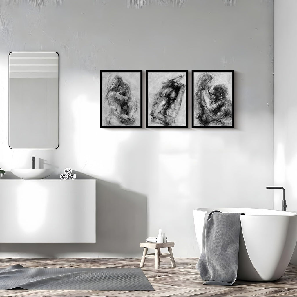 Black Framed Modern Romantic Couple Wall Art Bedroom