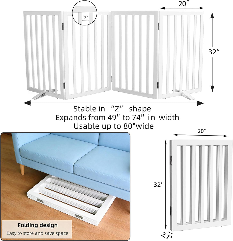 Dog Gate Indoor, Freestanding Dog Fence for The House, Doorways, Hallways, or Stairs, Pet Gate Foldable