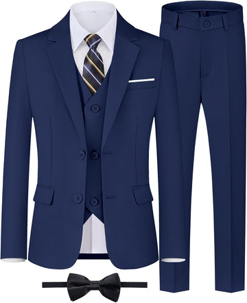 Boys' Formal Suit Set,Slim Fit Tuxedo Wedding Suit with Adjustable Waist