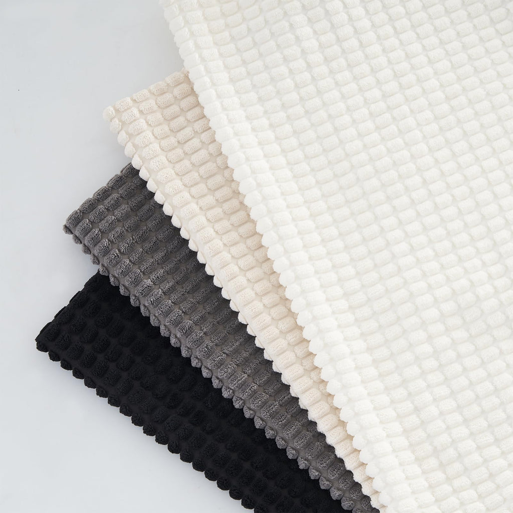 Black and White Couch Pillow Covers 45x45 cm Set of 4, Mid Century Modern White Neutral Corduroy Corn Throw