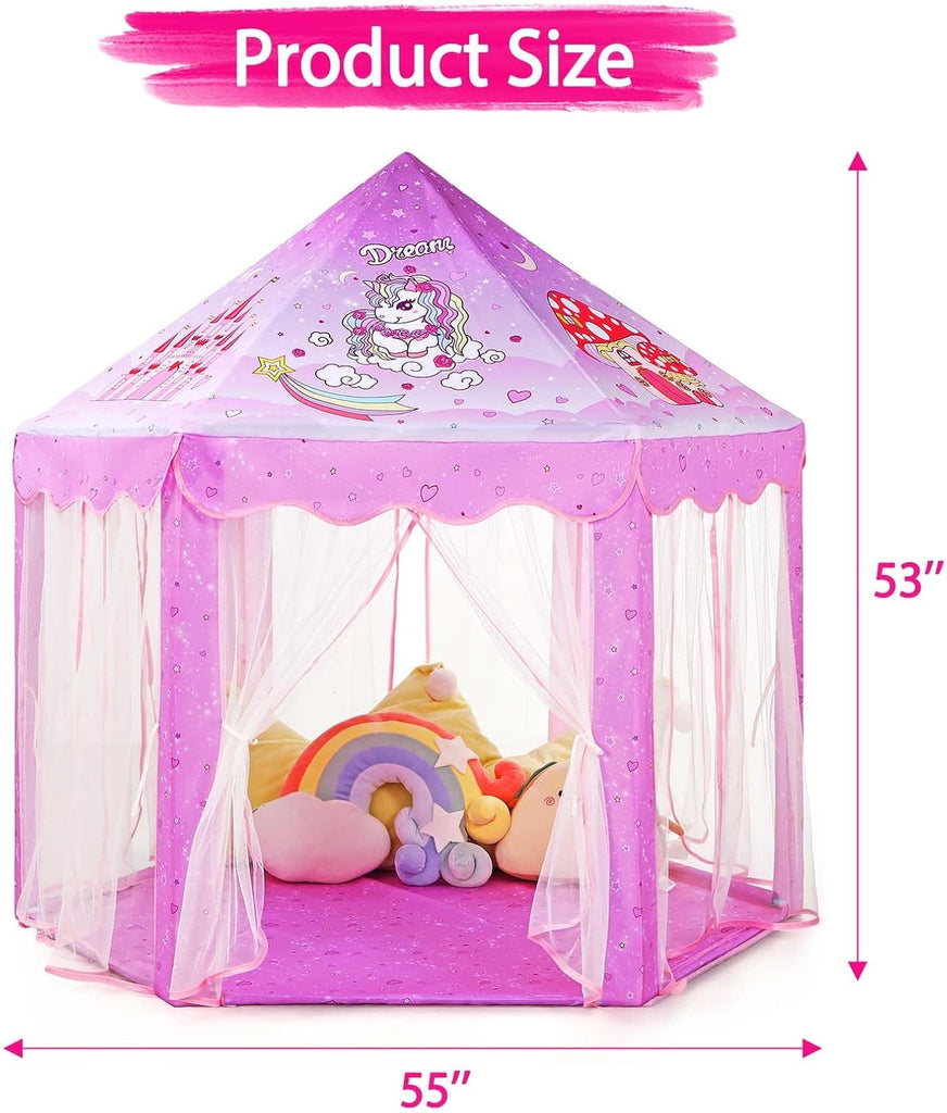 Princess Tent Girls Unicorn Large Playhouse Kids Castle Play Tent with Star Lights Gift Toy for Children Indoor