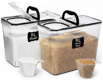 2 PC (11L | 372 oz) Flour Sugar Storage Containers with Spout Lid & Easy Carry Handle - BPA Free Extra Large Airtight