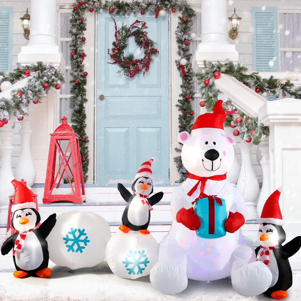 Inflatable Christmas Decorations, 10FT Snowman Polar Bear Snowball Blow Up Christmas Decorations Outdoor with