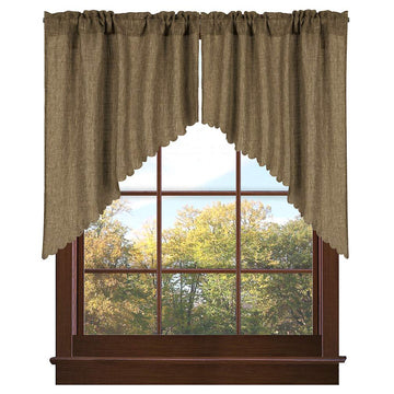 Soft Burlap Look Swag Curtains Rustic Natural Tan Rod Pocket Kitchen Valance Curtain Panels for Small Window 36 inch
