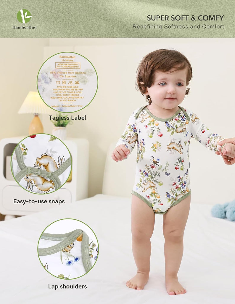 Baby Bamboo Viscose Long Sleeve Bodysuits Unisex Bodysuit