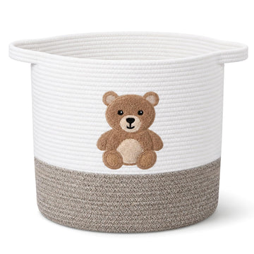 Teddy Bear Laundry Basket, Baby Toy Basket , 14"x14"