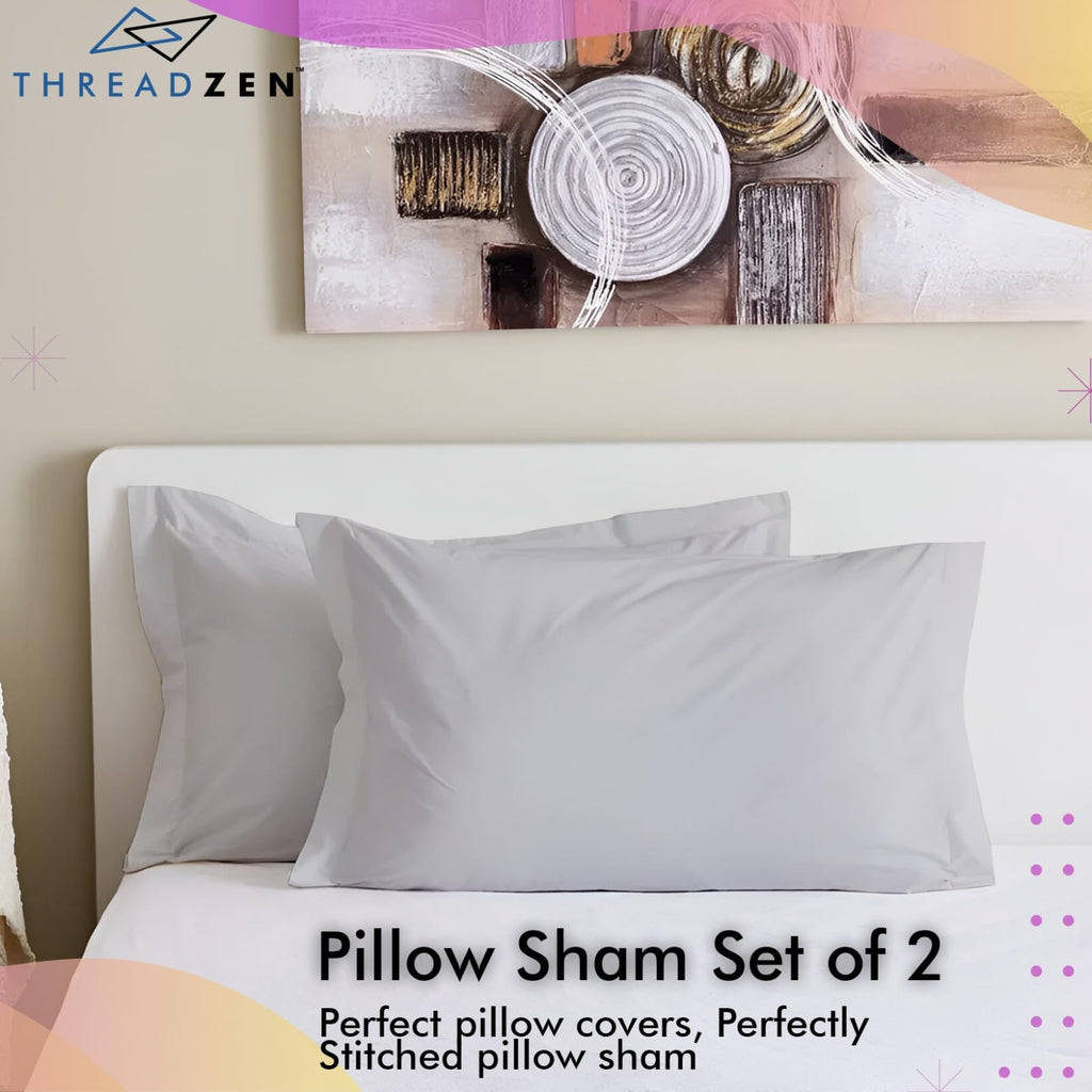 King Pillow Shams 20x36, Set of 2, 100% Egyptian Cotton, Silver Grey
