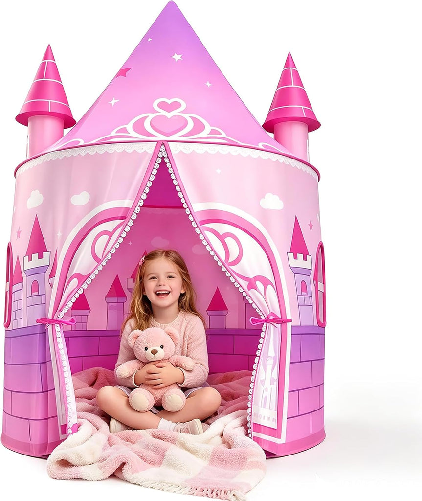 Princess Tent Girls, Kids Castle Play Tent, Large Indoor Playhouse, 64.2" H