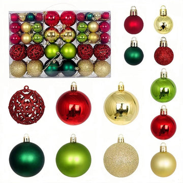 Gold Green Red Mixed Christmas Balls Ornaments for Xmas Christmas Tree - Shatterproof Christmas Tree Decor - Set of 100