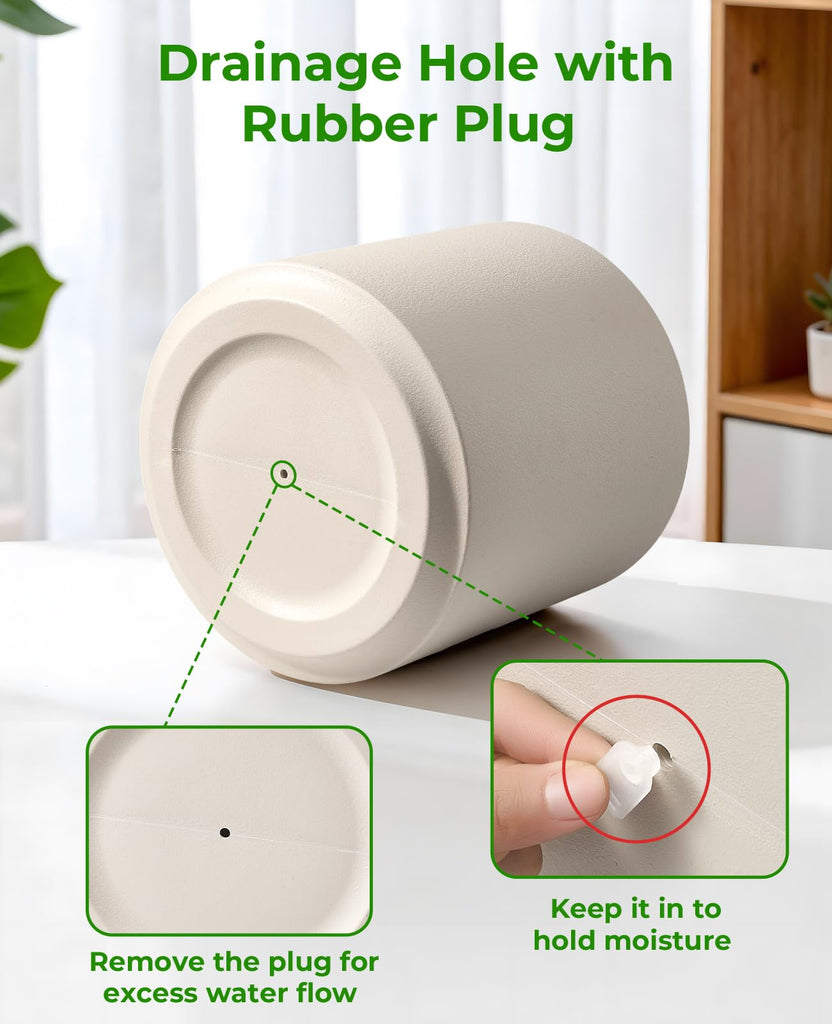 13.2 Inch Large Plastic Plant Pot with Drainage Plug for Indoor