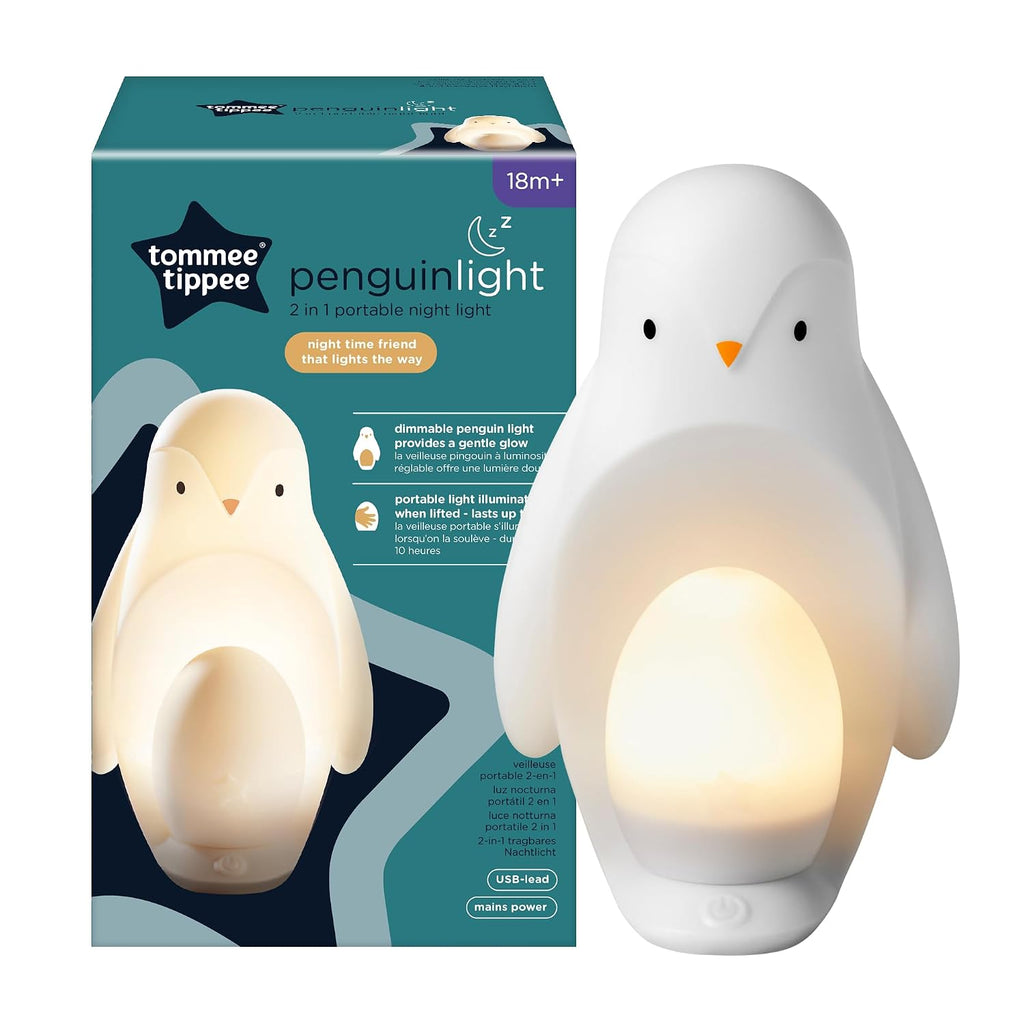 Penguin 2 in 1 Portable Nursery Night Light, White
