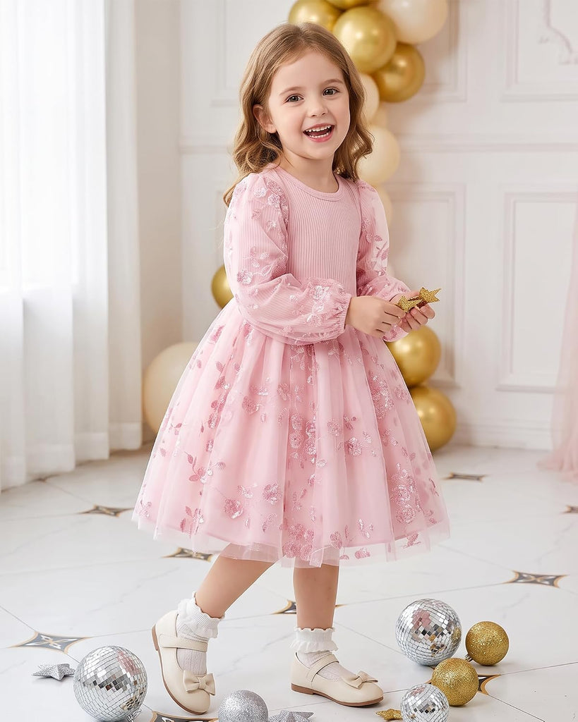 Toddler Girls Tutu Dress Long Sleeve Party Dress 3