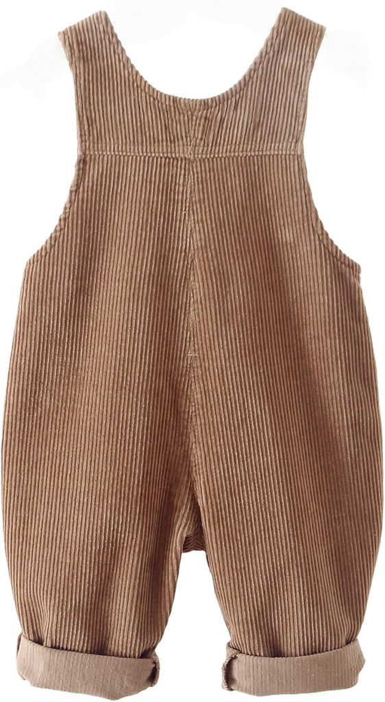 Baby Boy Girl Corduroy Bib Overalls Cotton Button Suspender Overalls Plain Romper Loose Jumpsuit