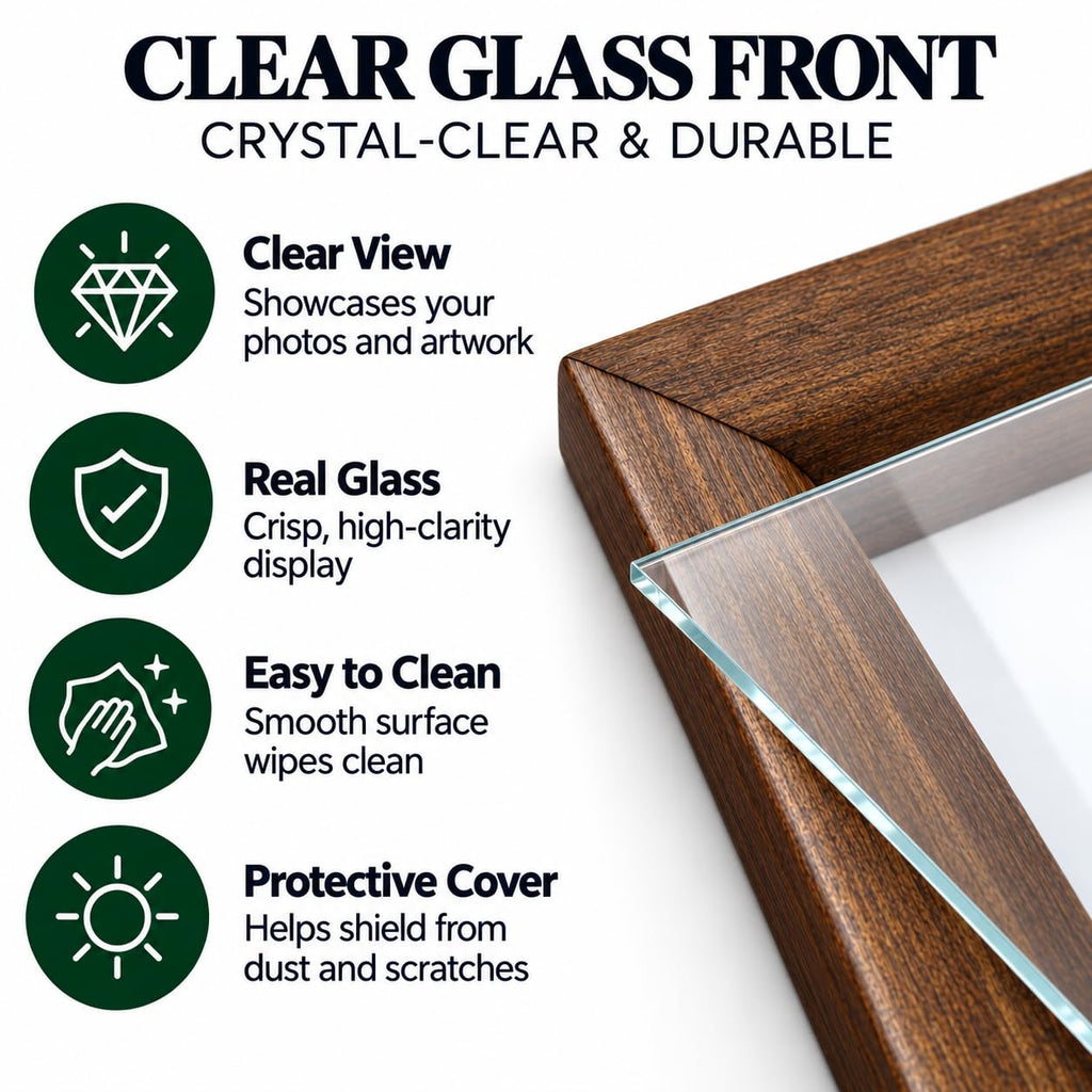 Rustic Wood Picture Frames 8x10 - Pack of 2 - Farmhouse Tabletop or Wall Mount Display with Glass, Dark Brown