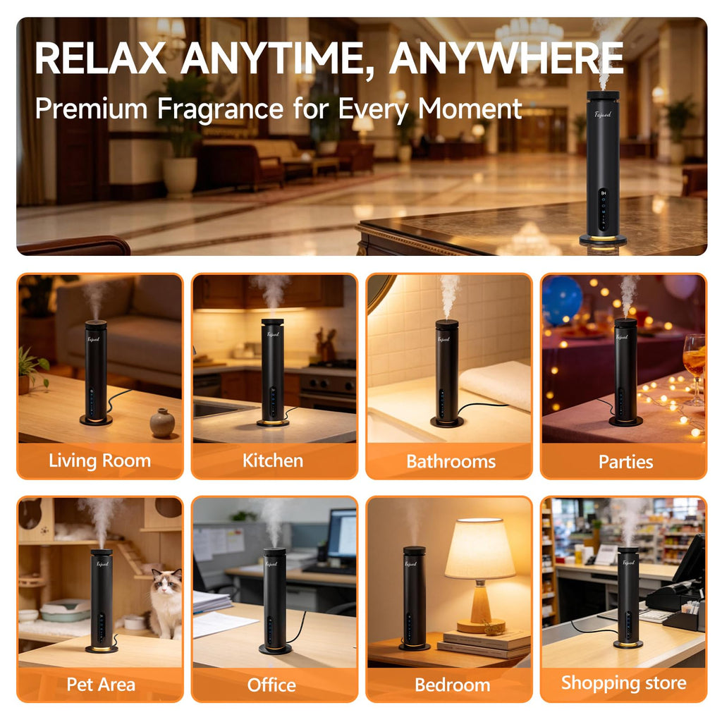 Waterless Essential Oil Diffuser, 2000 Sq.Ft, Smart App & Remote Control