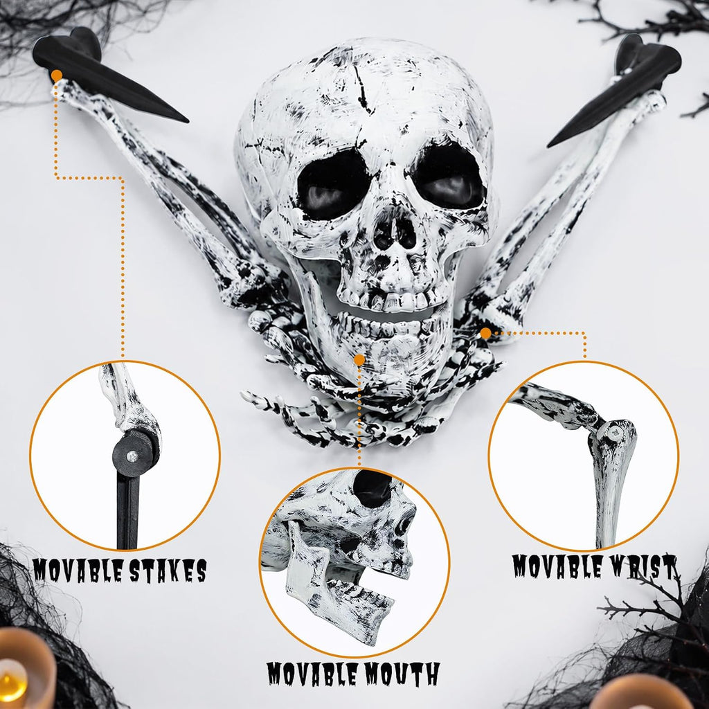 Halloween Skeleton Yard Stakes, Skull & Arm Bones Lawn Decor - Set of 3