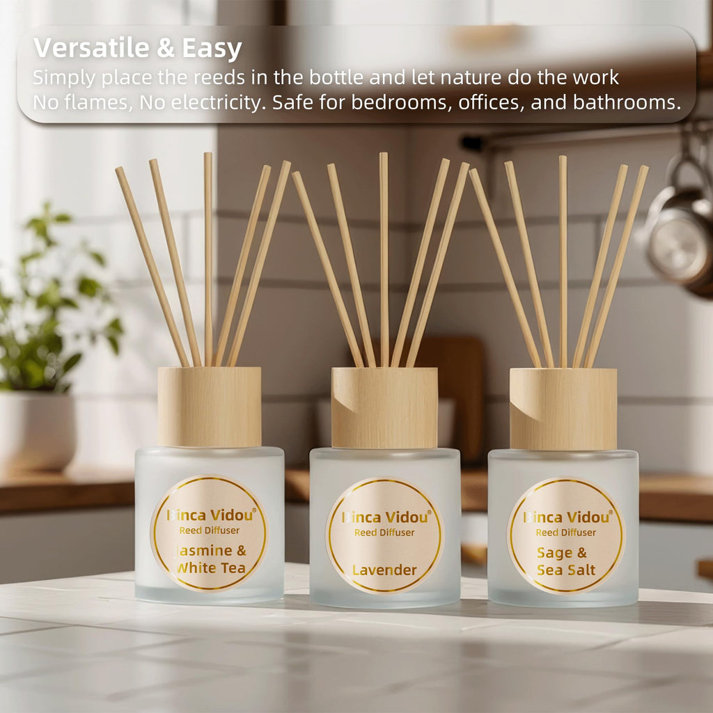 Reed Diffuser Set, Lavender Jasmine&White Tea Sage&Sea Salt