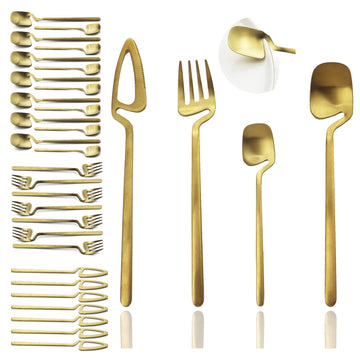 Flatware Set 32-piece Silverware Set Matte Finished Cutlery Set Service for 8 Include Knife/Fork/Spoon/Coffee spoon