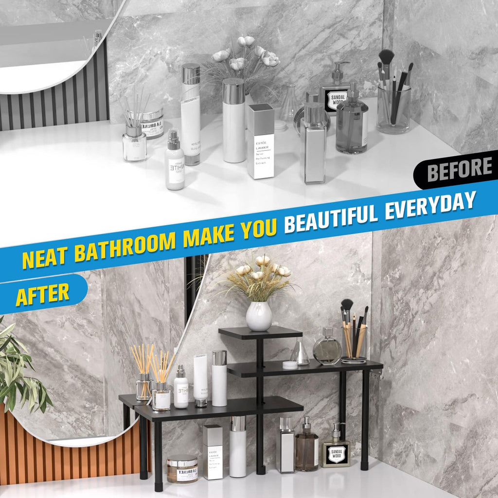 3-Tier Bathroom Countertop Corner Shelf Organizer, Black