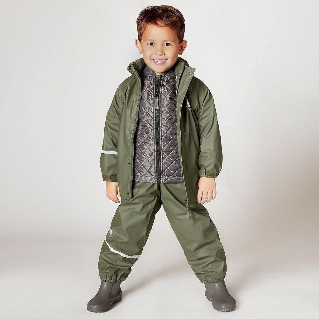 European Kids Rain, Mud and Snow Suit for Boys Girls with Detachable Hood, Waterproof 2 Pcs Rain Set or Onepiece